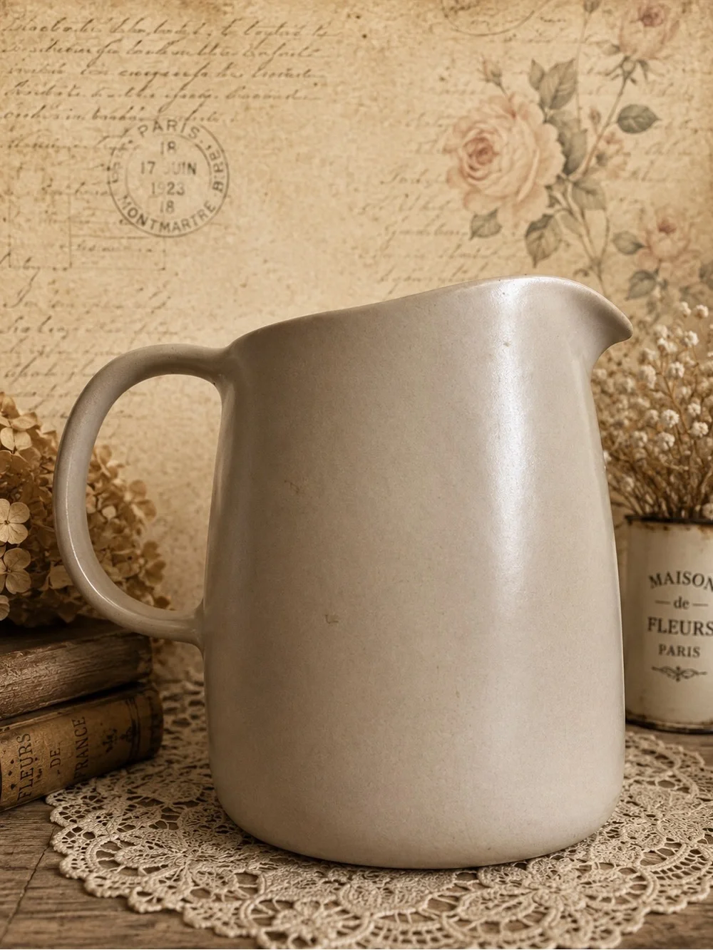 Chatham Stoneware Pitcher 7.5” Turquoise Interior Savory Herb Flower Vase
